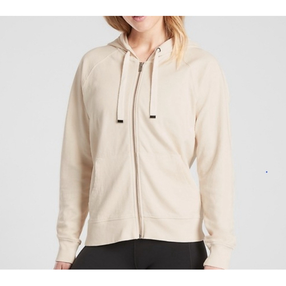 Athleta Tops - Athleta Women’s Organic Cotton Sundown Zip Up Hoodie size XS Cream/Tan